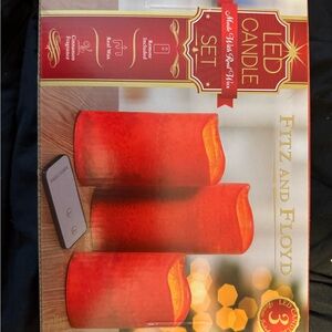 Fitz and Floyd Cinnamon Scented Red LED Candles